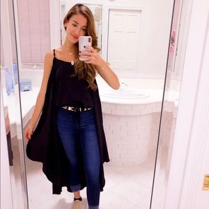 Black High Low Silky Top